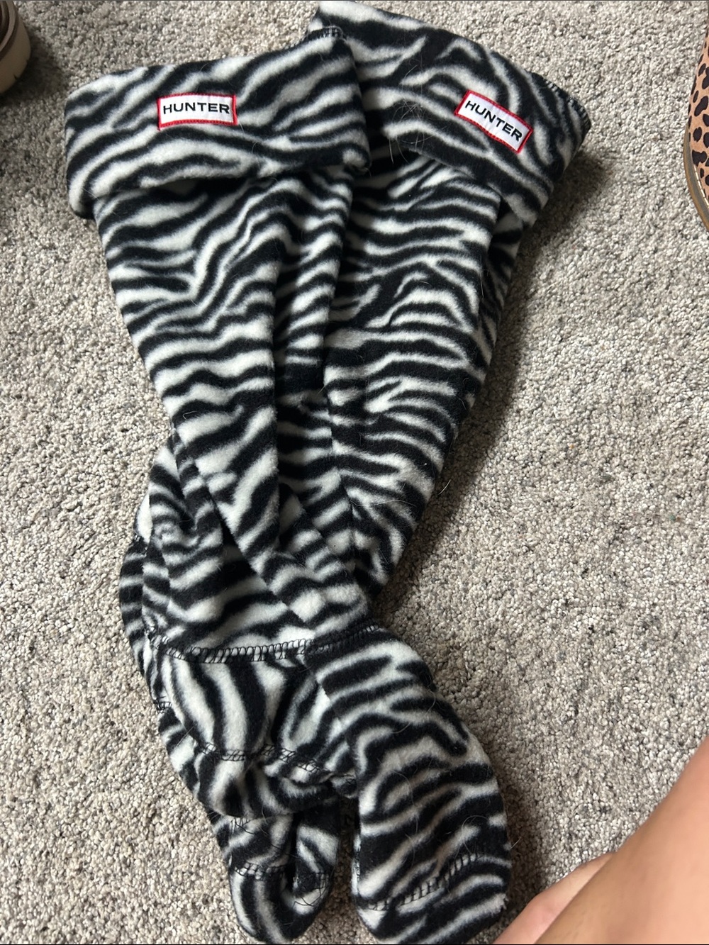 Hunter Black and White Zebra Fleece Pajama Bottoms